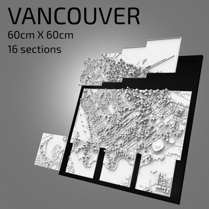 $17.003D Vancouver | Digital Files | 3D STL File | Vancouver 3D Map | 3D City Art | 3D Printed Landmark | Model of Vancouver Skyline | 3D Art