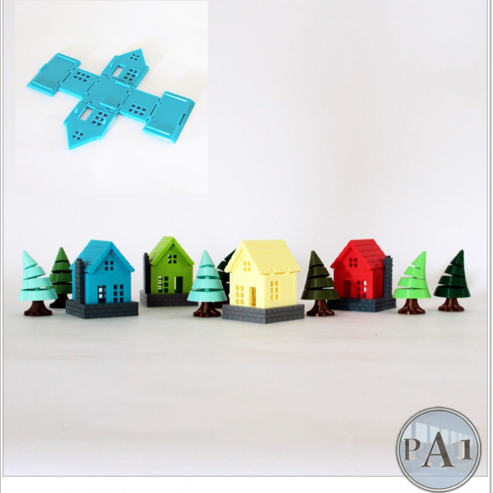 $1.75PRINT IN PLACE FOLDABLE MINI HOUSE WITH WIGGLING FIR!