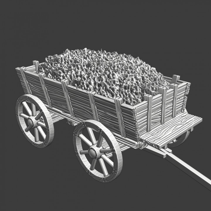 $5.00Large Medieval supply wagon with hay