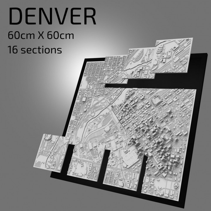 $17.003D Denver | Digital Files | 3D STL File | Denver 3D Map | 3D City Art | 3D Printed Landmark | Model of Denver Skyline | 3D Art
