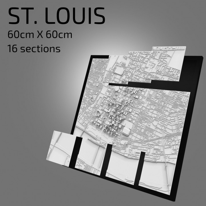 $17.003D St. Louis | Digital Files | 3D STL File | St. Louis 3D Map | 3D City Art | 3D Printed Landmark | Model of St. Louis Skyline | 3D Art