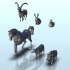 Set of farm animals - boar + cow + duck + goat + horse + rabbit - Farm Medieval scenery terrain wargame image