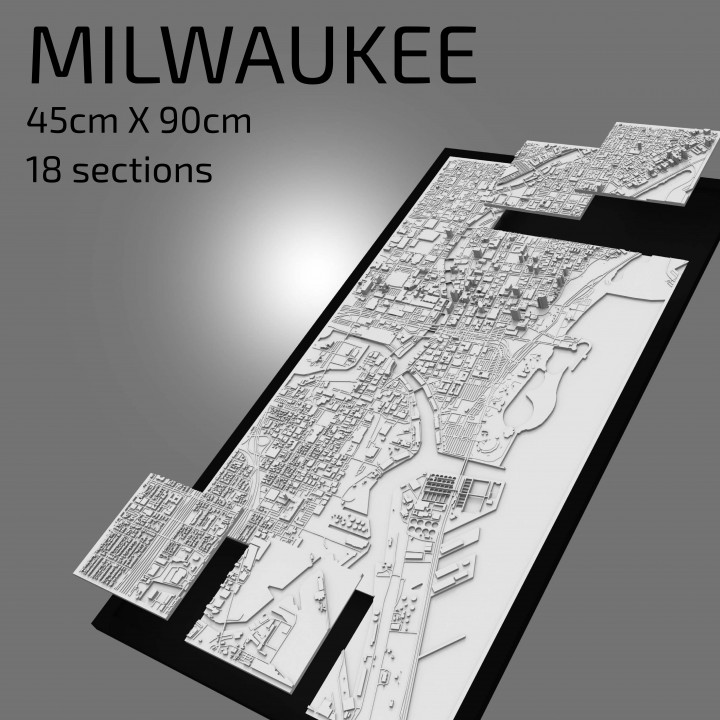 $19.003D Milwaukee | Digital Files | 3D STL File | Milwaukee 3D Map | 3D City Art | 3D Printed Landmark | Model of Milwaukee Skyline | 3D Art