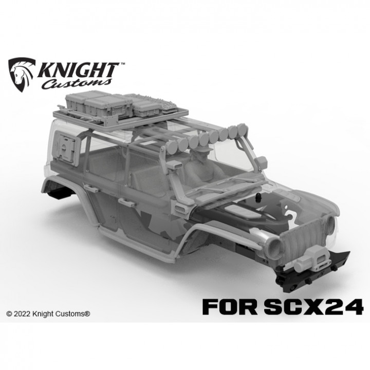 3D Printable SCX24 JLU overland parts set by Knight Customs