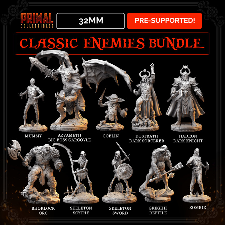 $35.0010 miniatures - 32mm - Classic RPG game enemies bundle - MASTERS OF DUNGEONS QUEST