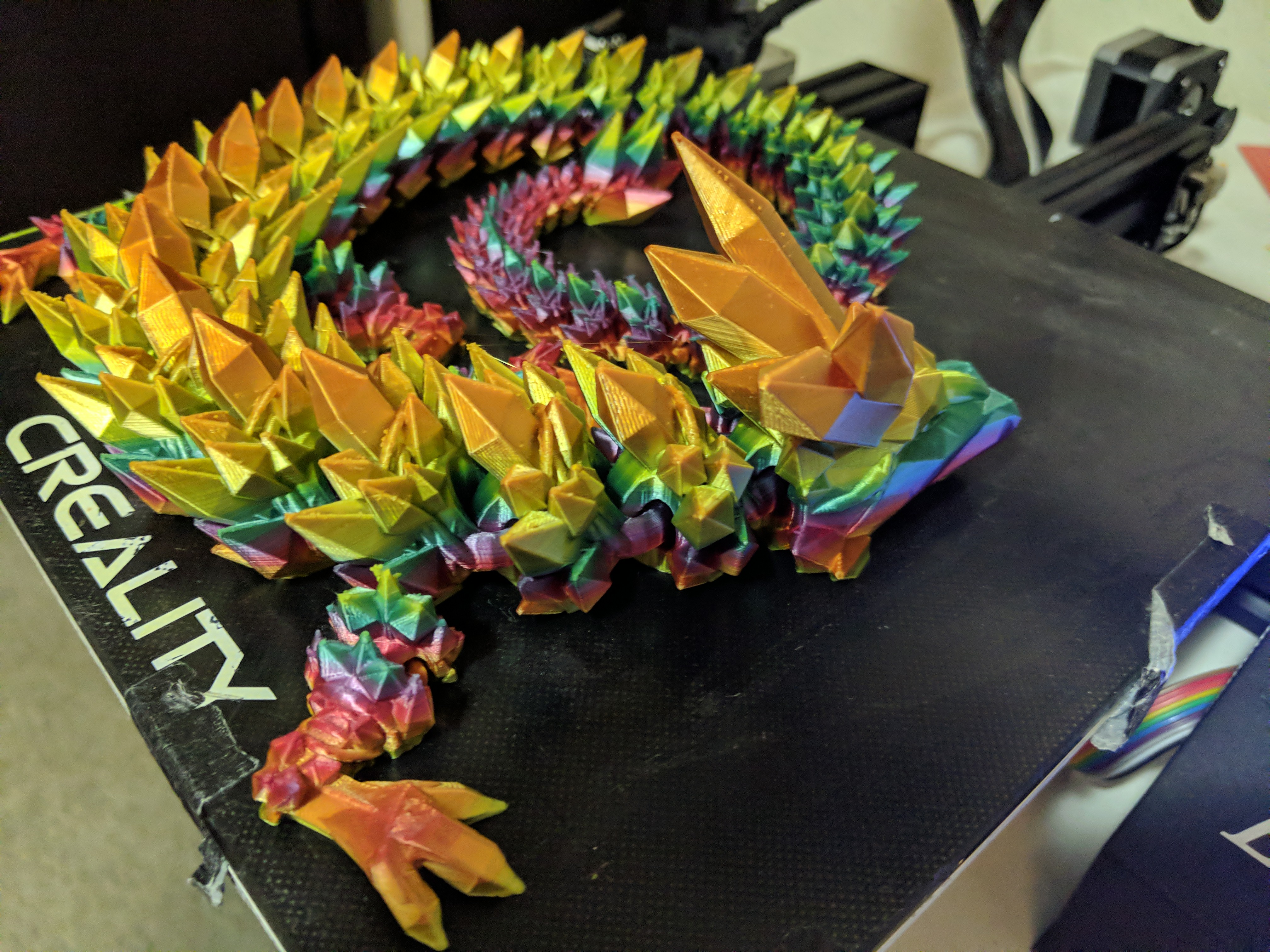 3D printed Articulated Crystal Dragon flexi dragon