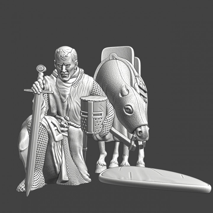 $7.50Medieval knight praying -with horse