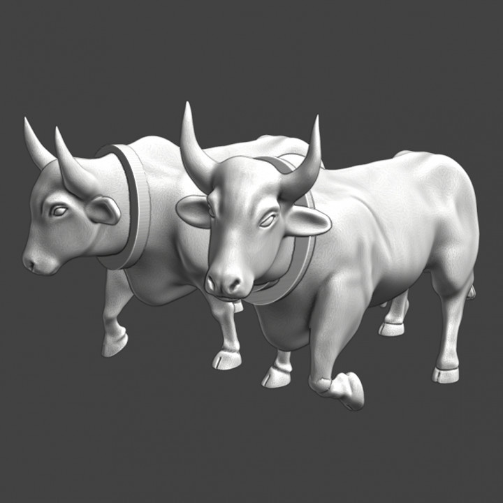 3D Printable Two draught animals - Oxen by Northern Crusades Miniatures