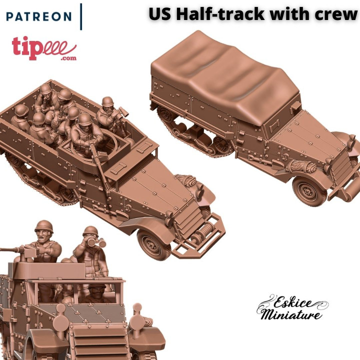 $9.99US Half-Track with crew - 28mm for wargame