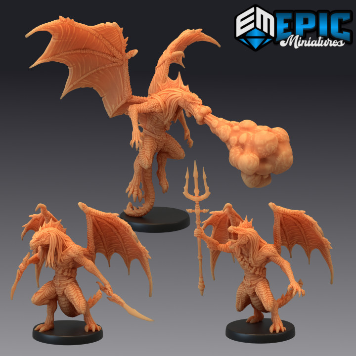 Draconic Demon Green Set / Demonic Encounter / Winged Devil Dragonborn image