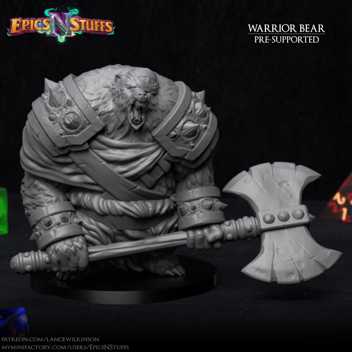 $3.99Warrior Bear Miniature - Pre-Supported