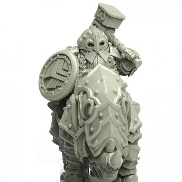 $6.00GH003 Heresylab - Dwarf King Guard on Rhino