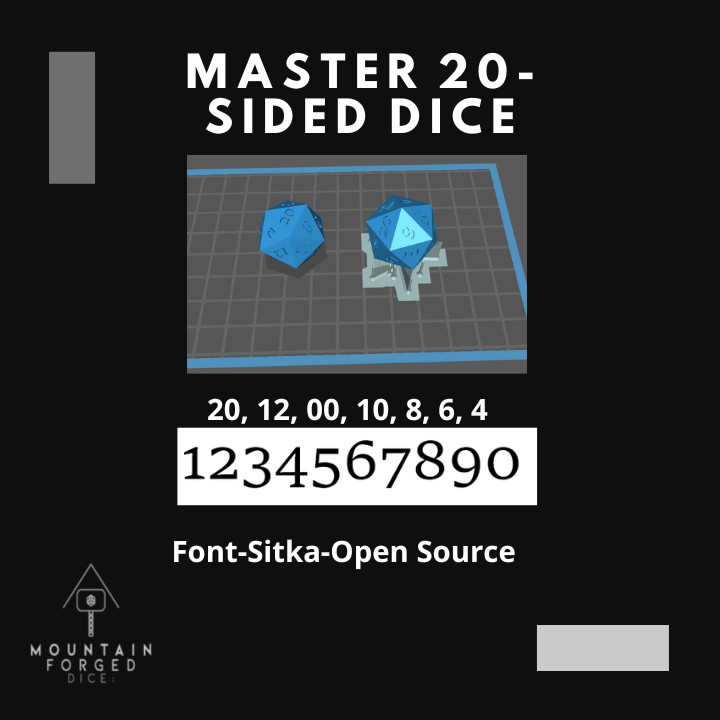 $4.99Master 20-sided Dice-Font Sitka- presupported
