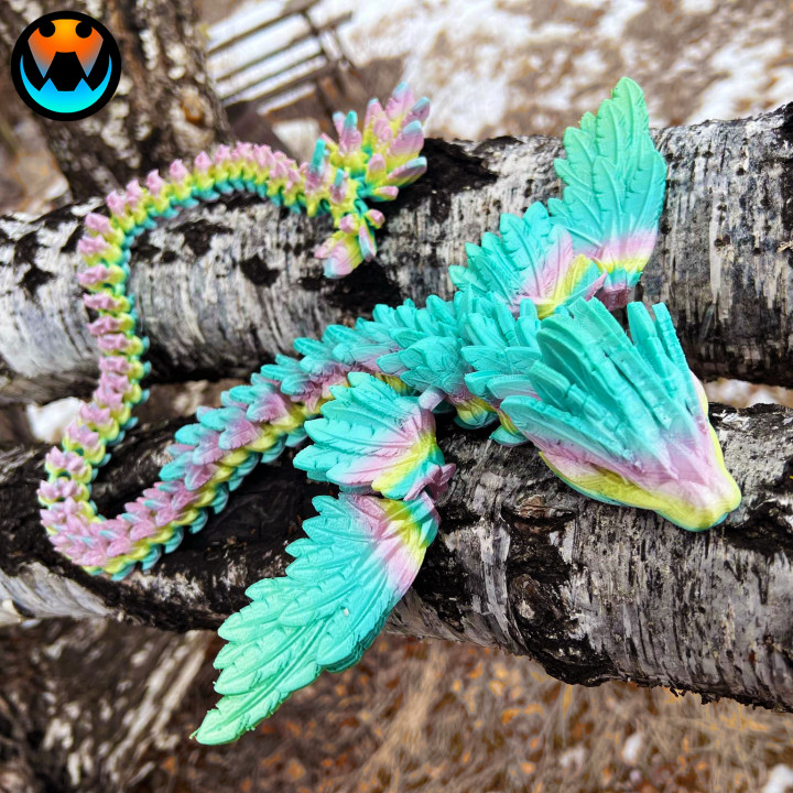 $4.00FLYING SERPENT, QUETZALCOATL, WINGED SERPENT, ARTICULATING FLEXI WIGGLE PET, PRINT IN PLACE, FANTASY SNAKE