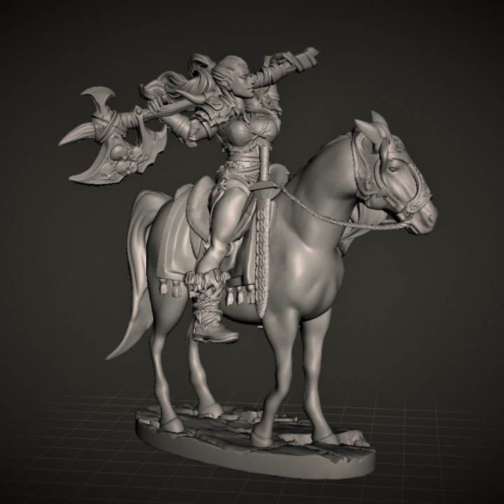 Barbarian Girl on horseback