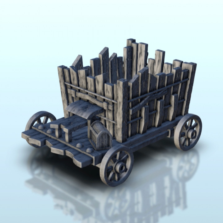 $1.50Wooden cart on wheels with barrels 1 - Hobbit medieval scenery terrain wargame
