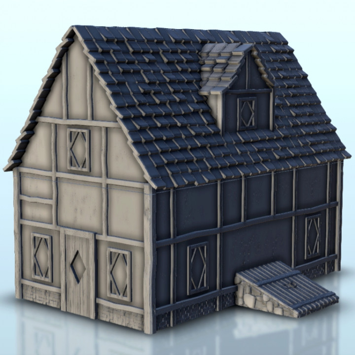 $2.30Medieval house with cellar exterior entrance 4 - Medieval Dark Age scenery terrain wargame