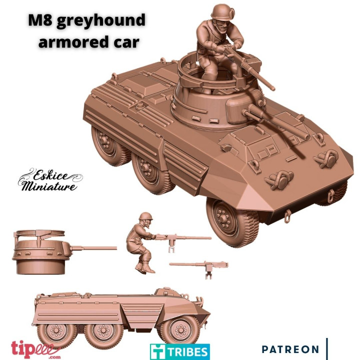 $9.99M8 Greyhound armored car - 28mm