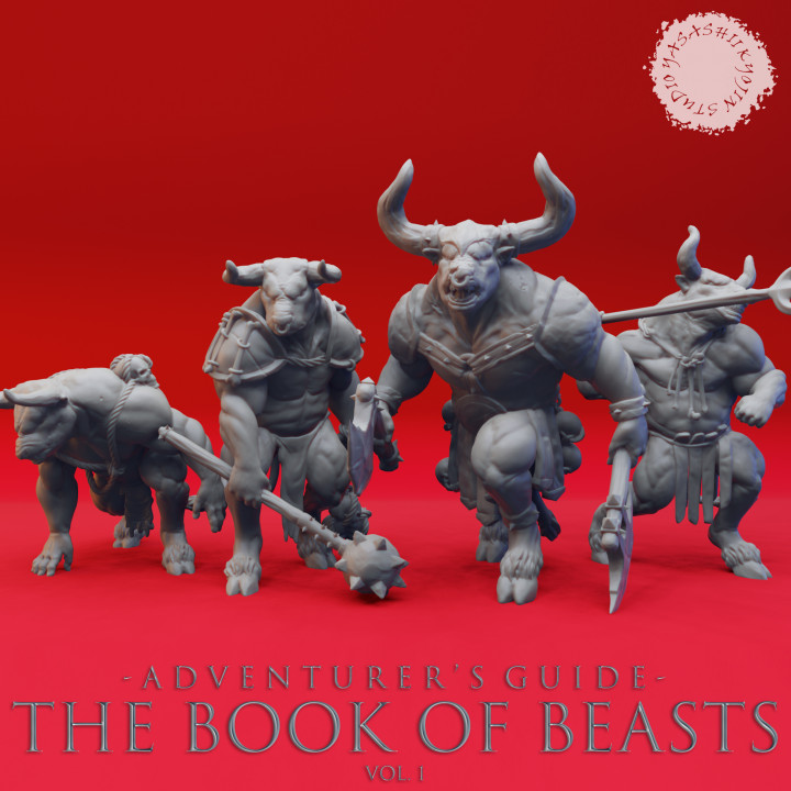 Minotaur Warband - Book of Beasts - Tabletop Miniatures (Pre-Supported)'s Cover