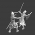 Medieval duel Novgorod warrior vs. crusader knight image