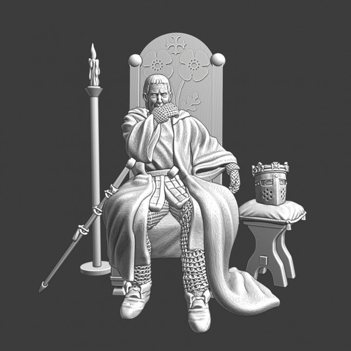 $5.00Medieval King sitting on his chair - Field Camp