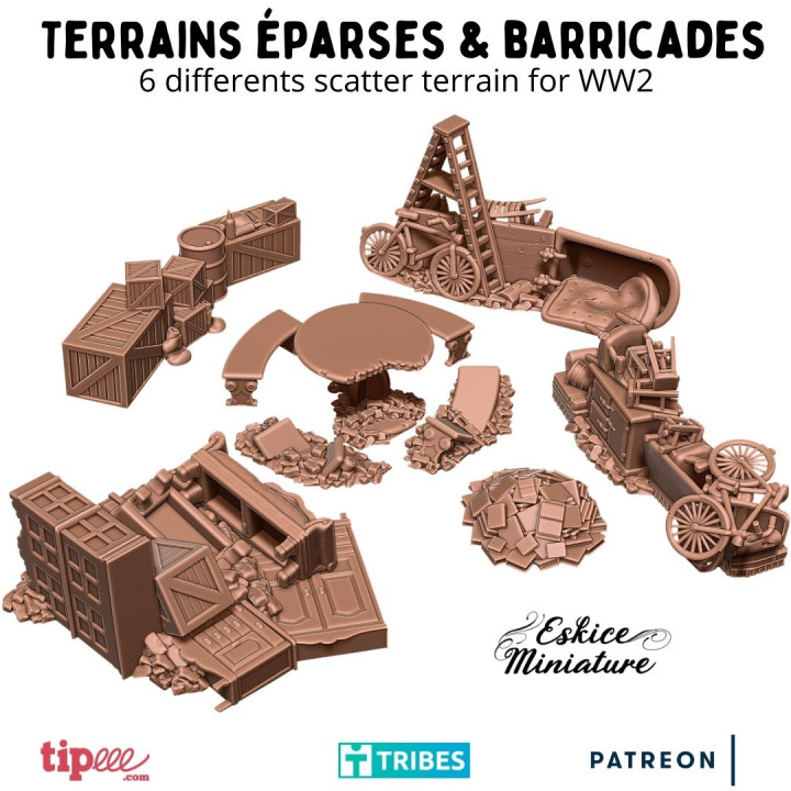 $14.99WW2 Scatter terrains X6 - 28mm for wargame
