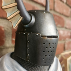 Picture of print of the Teutonic Knight Bust & Great Helm with a figure