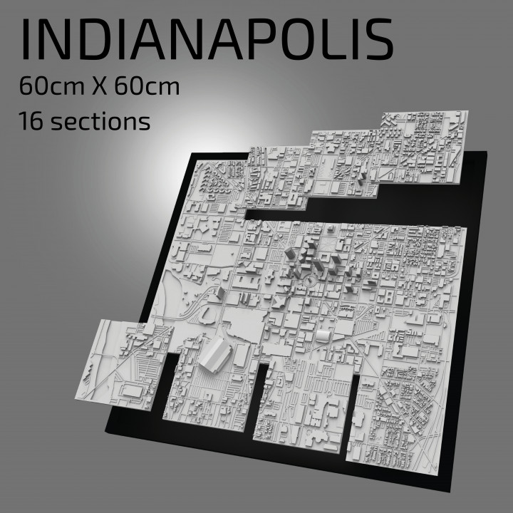 $17.003D Indianapolis | Digital Files | 3D STL File | Indianapolis 3D Map | 3D City Art | 3D Printed Landmark | Model of Skyline | 3D Art