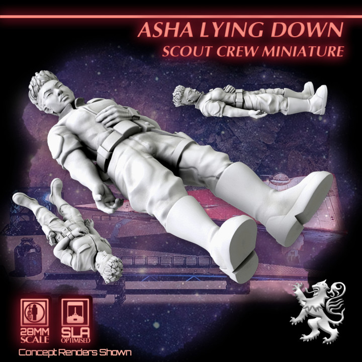 Asha Lying Down - Scout Crew Miniature's Cover