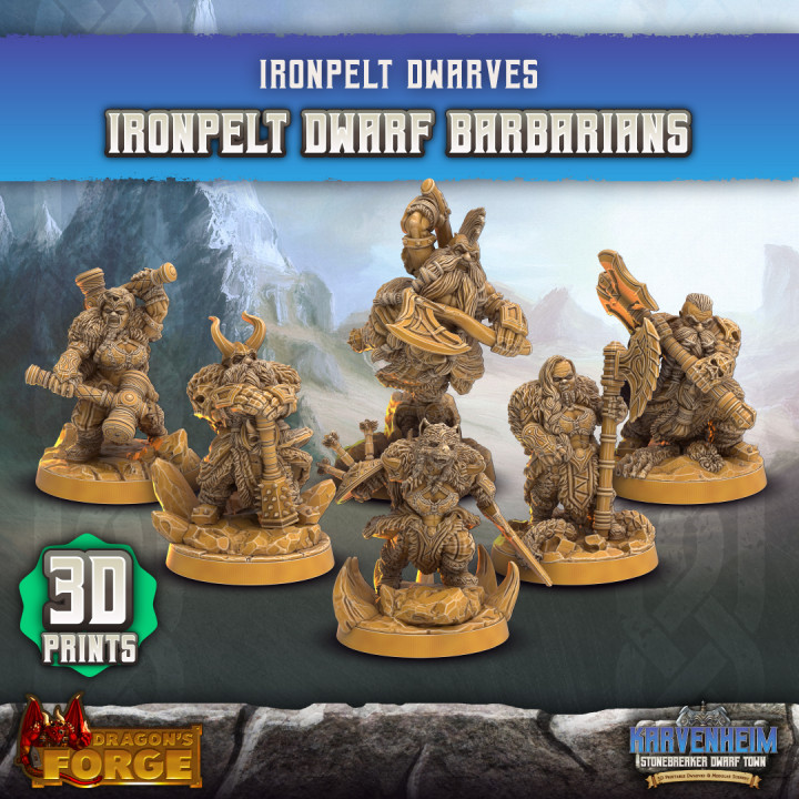 Ironpelt Dwarf Barbarians x6 (3D Prints)'s Cover