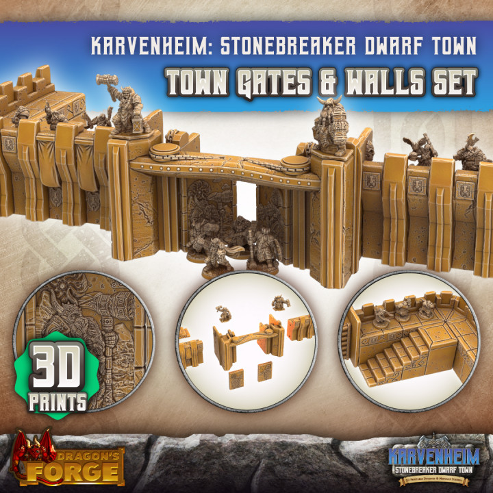 Town Gate & Walls Set x1 (3D Prints)'s Cover