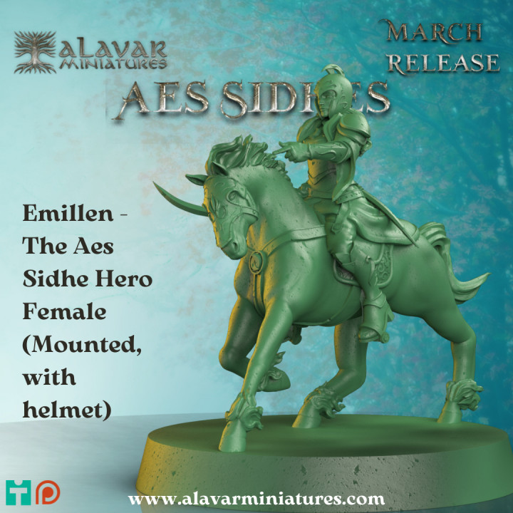 $6.00Emillen - The Aes Sidhe Hero Female(Mounted, with helmet)