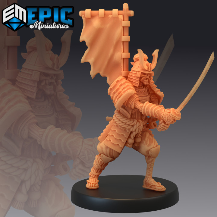 3D Printable Undead Samurai Attacking / Male Warrior Zombie 