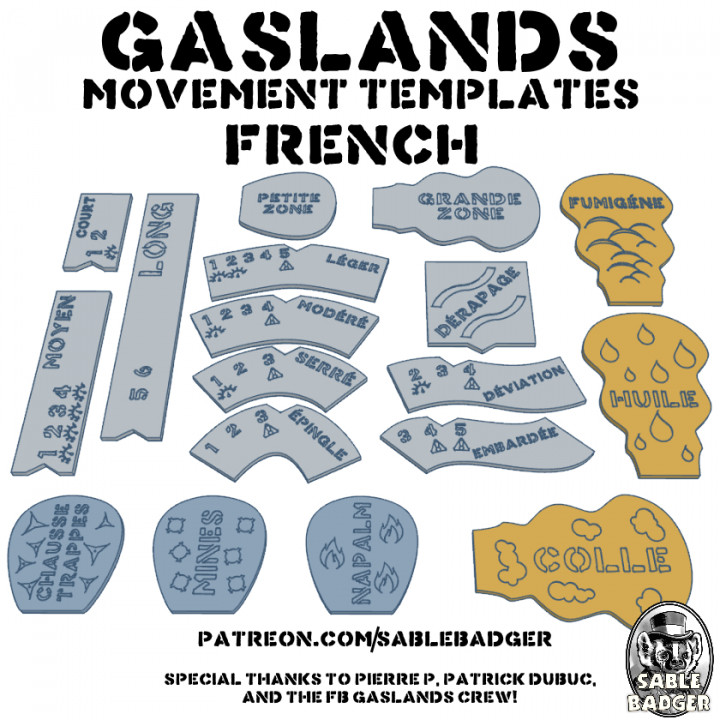 Gaslands - Movement Templates 2022 French