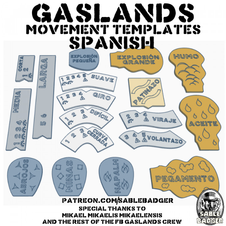 Gaslands - Movement Templates 2022 - Spanish