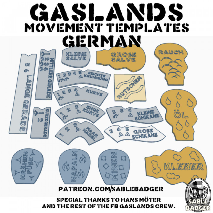 Gaslands - Movement Templates 2022 - German