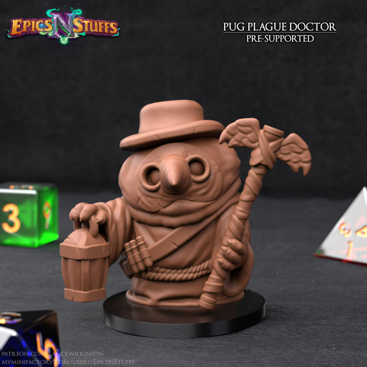$2.99Pug Plague Doctor Miniature - Pre-Supported