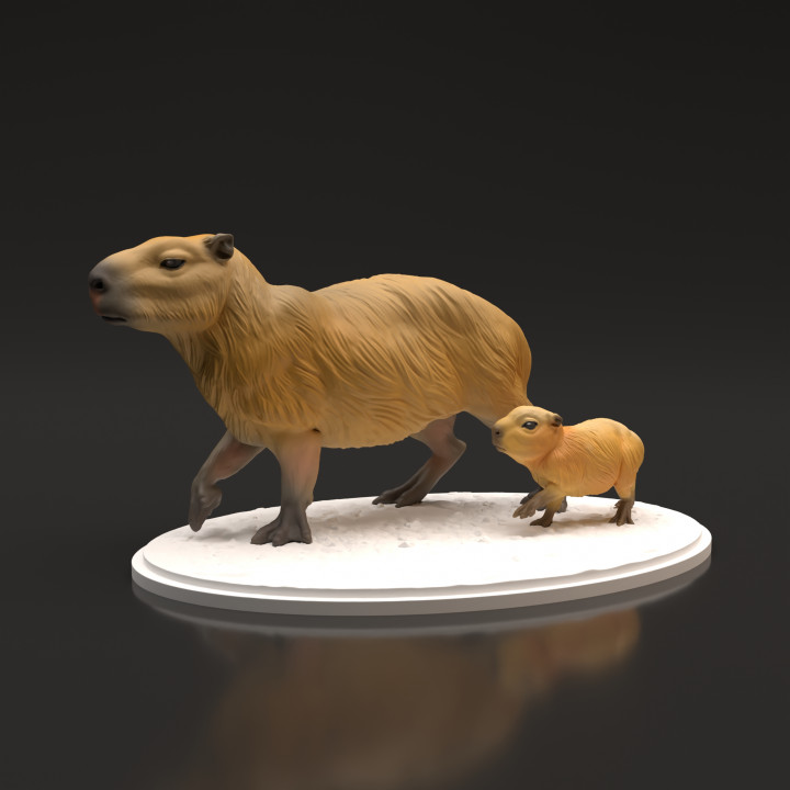 3D Printable Capybaras by Animal Den Miniatures