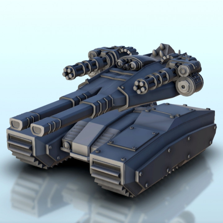 $3.50SF tank with main gun and miniguns 4 (+ supported version) - MechWarrior Scifi Science fiction SF 40k