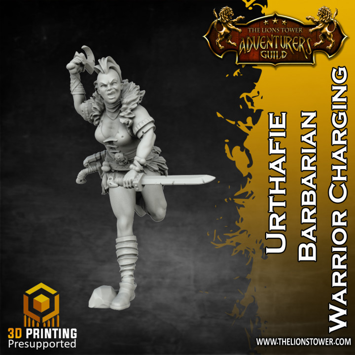 $4.00Urthafie - Female Barbarian Warrior Charging Pose (32mm scale pre-supported miniature)