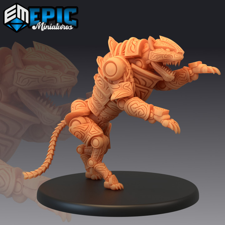 3D Printable Construct Tiger Attacking / War Construct Animal / Steampunk  Tech Battle Robot by Epic-Miniatures