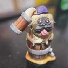 Picture of print of Pug Barkeep Miniature - Pre-Supported