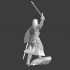 Medieval crusader knight - charging raised sword image