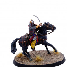 Picture of print of Medieval Mongol warrior - mounted with sword