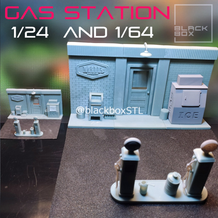 $8.80GAS STATION DIORAMA 1-24 AND 1-64TH SCALE 3D PRINT MODEL