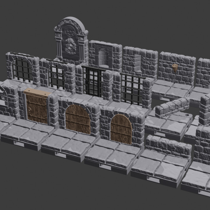 Dungeon Stone Wall on Tile: Walls (Full Set)
