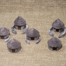 Picture of print of CELTIC STONE HUTS WITH THATCHED ROOFS