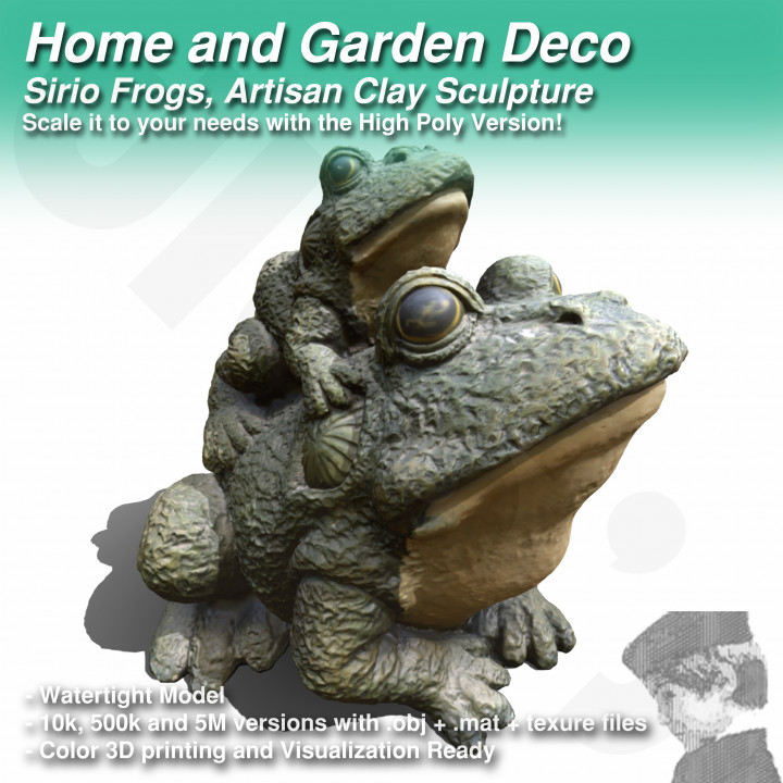 3D printable Sirio Frogs, Artisan Home Deco Ready for Color 3D printing