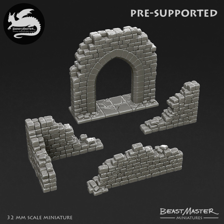 $8.50Arch Gate Ruin Set - Pre-supported - 32mm scale