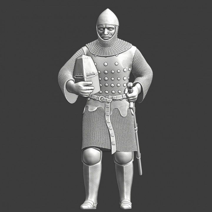 $5.00Medieval knight relaxing with helmet in arm